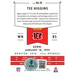 Tee Higgins Autographed Panini PA-19 Who Dey Trading Card Beckett 48911