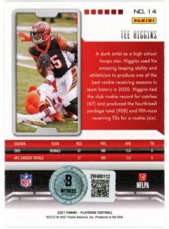 Tee Higgins Autographed 2021 Panini Playbook #14 Trading Card Beckett 50243