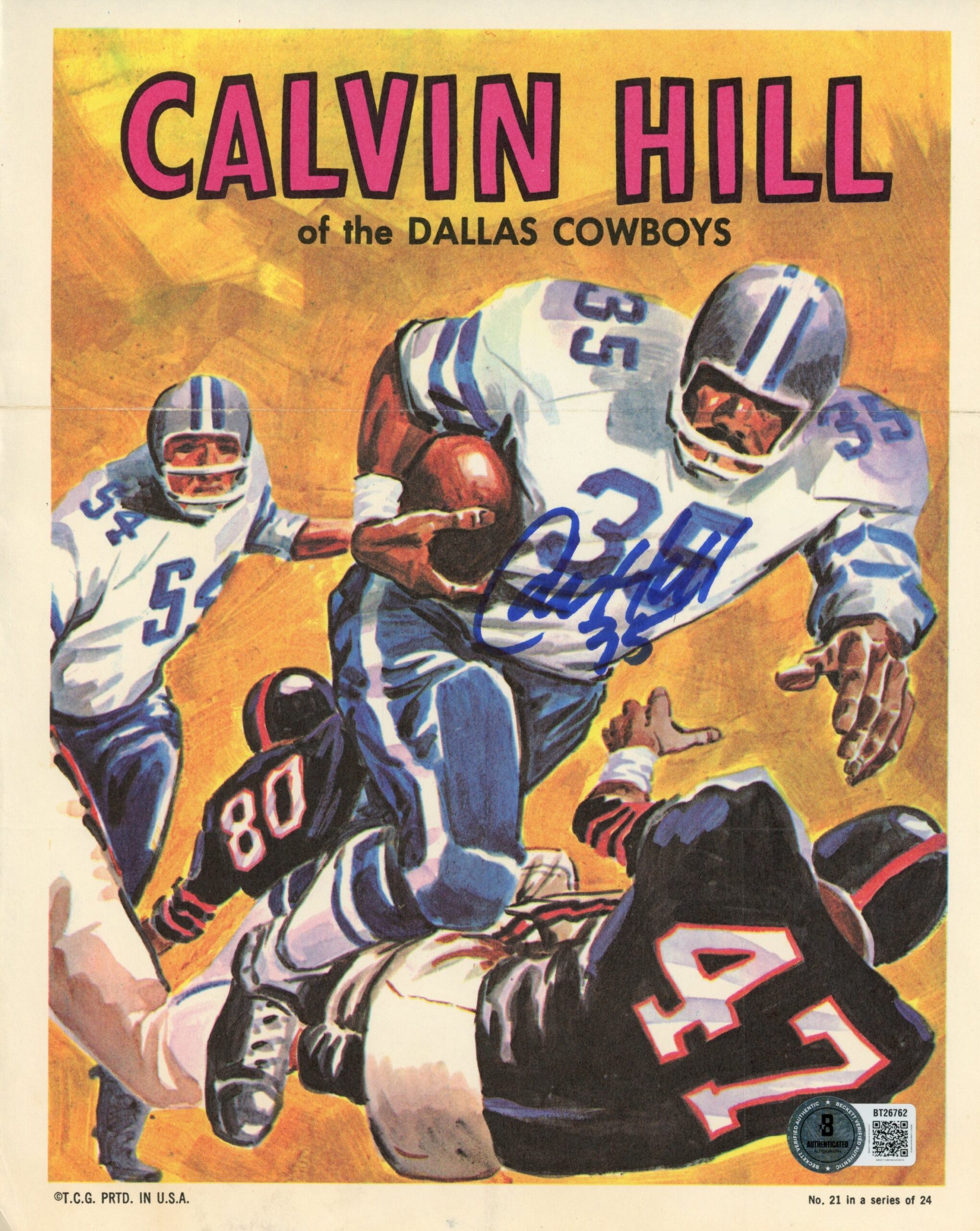 Calvin Hill Autographed/Signed Dallas Cowboys Magazine Page Beckett 56850 1 Calvin Hill Autographed/Signed Dallas Cowboys Magazine Page Beckett 56850