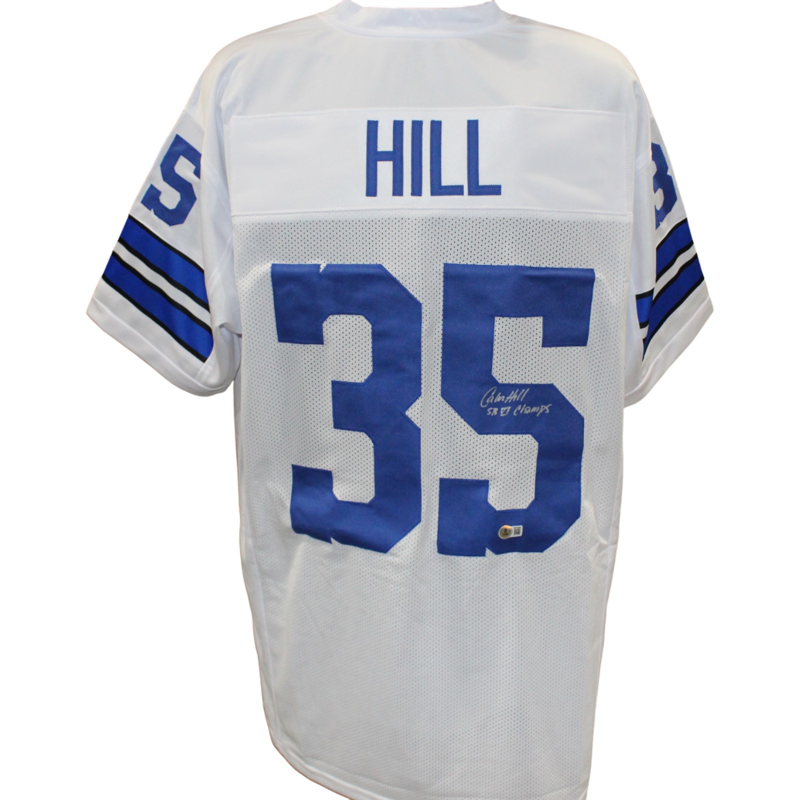 Calvin Hill Autographed Pro Style XL White Jersey SB VI Champs Beckett 54290