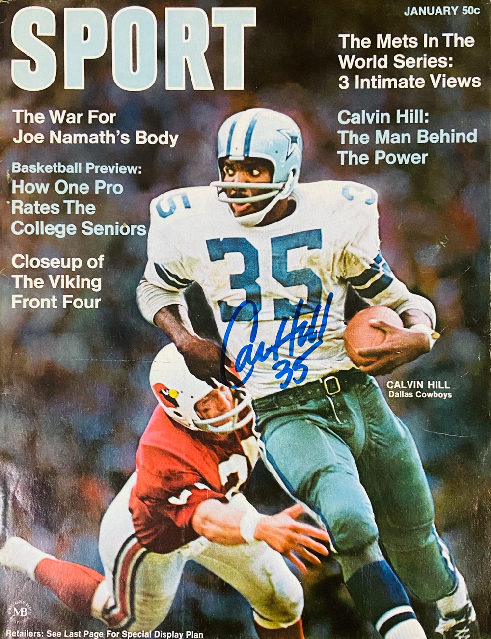 Calvin Hill Autographed Dallas Cowboys January Sport Magazine Beckett