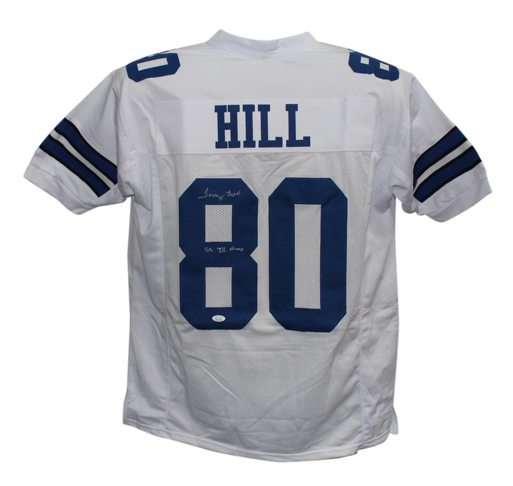 Tony Hill Autographed/Signed Pro Style White XL Jersey SB Champs Beckett