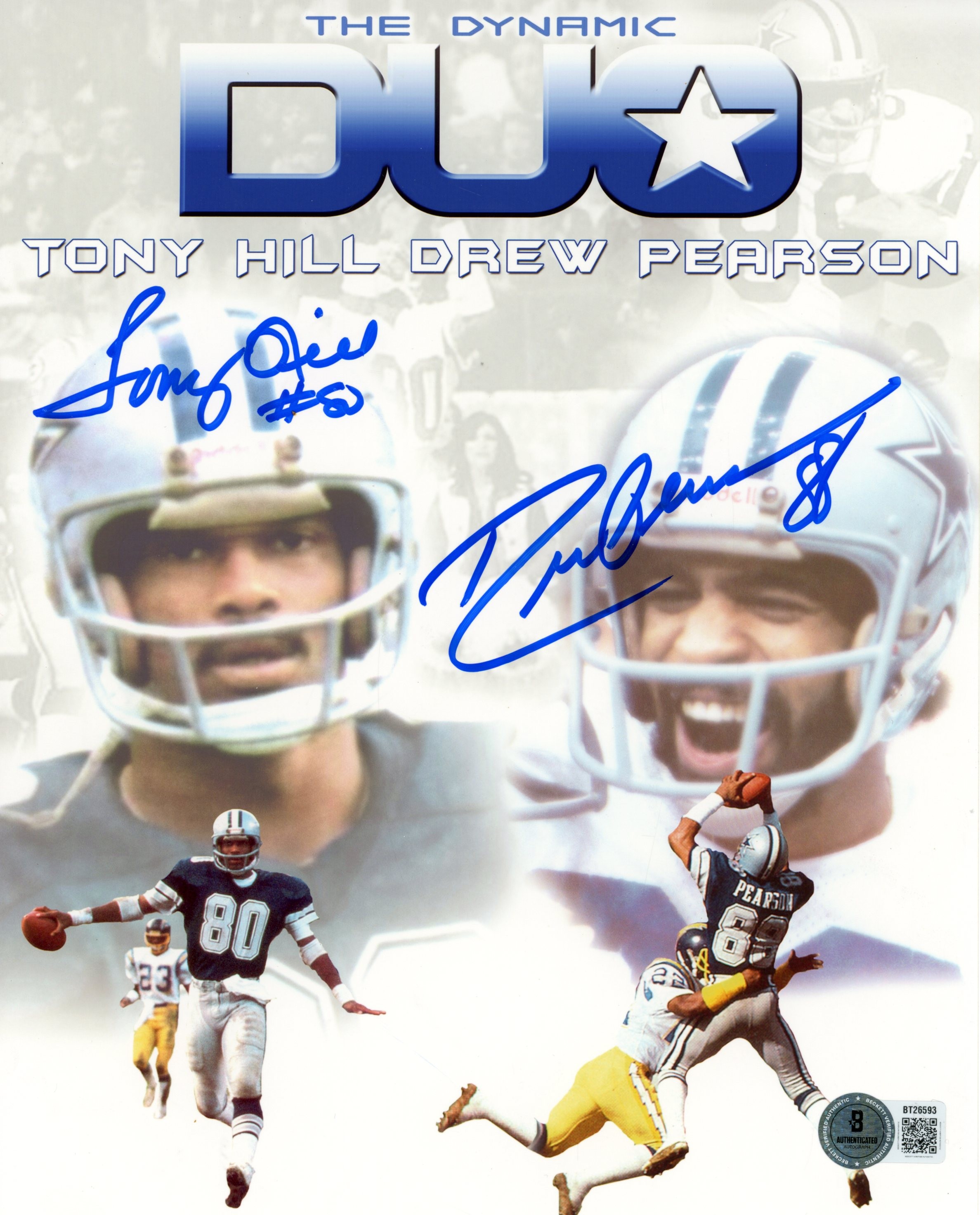 Tony Hill Drew Pearson Autographed Dallas Cowboys 8x10 Photo Beckett 56757