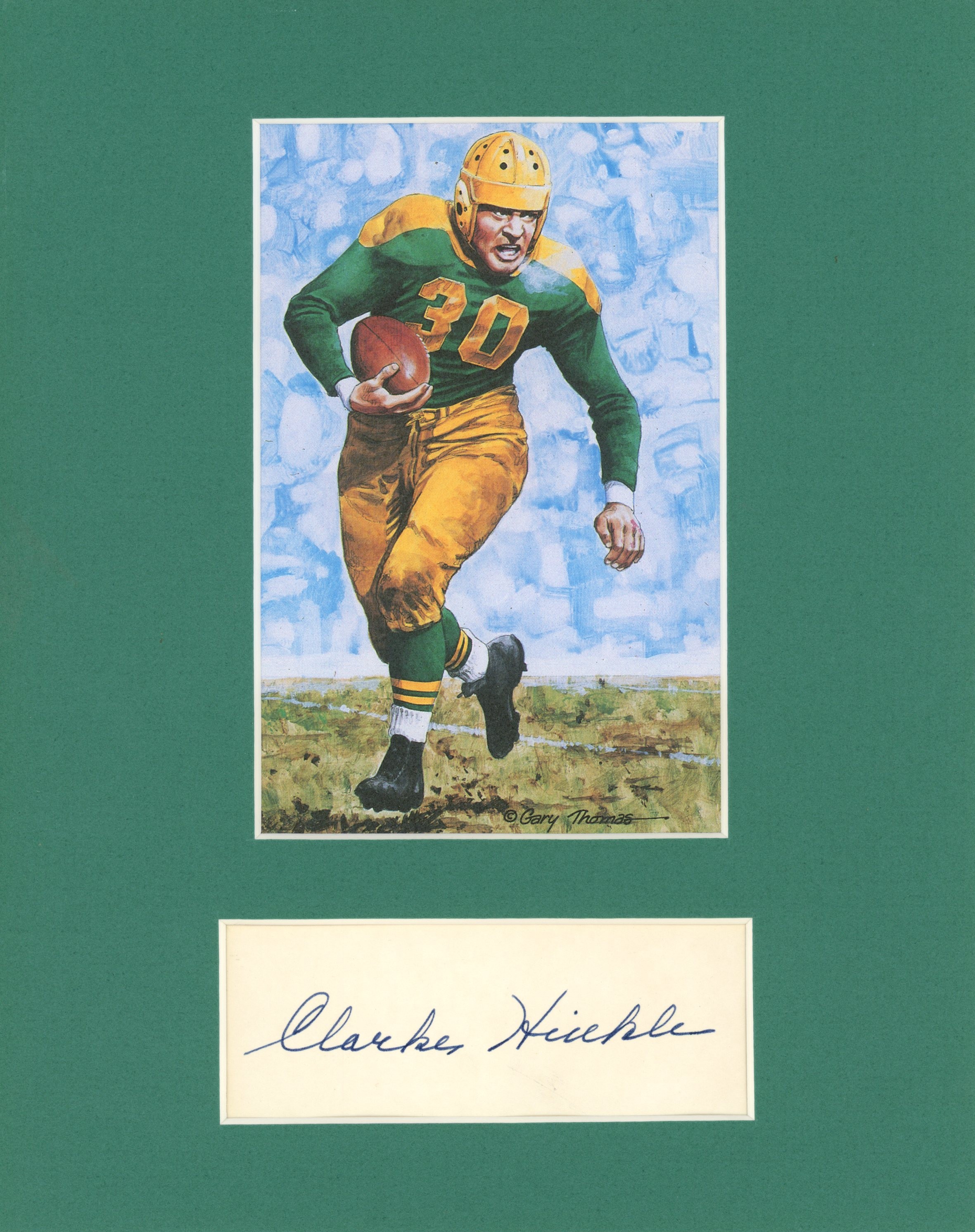 Clarke Hinkle Signed Green Bay Packers Mat Cut Auto Goal Line Art Card BAS 55402