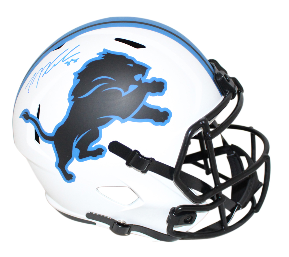 TJ Hockenson Signed Detroit Lions F/S Lunar Speed Helmet Beckett BAS