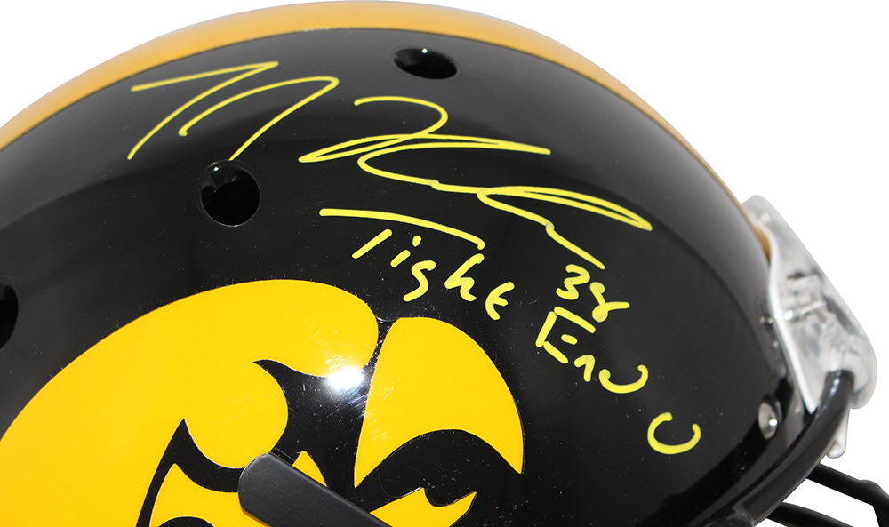 TJ Hockenson Autographed/Signed Iowa Hawkeyes F/S Schutt Helmet BAS