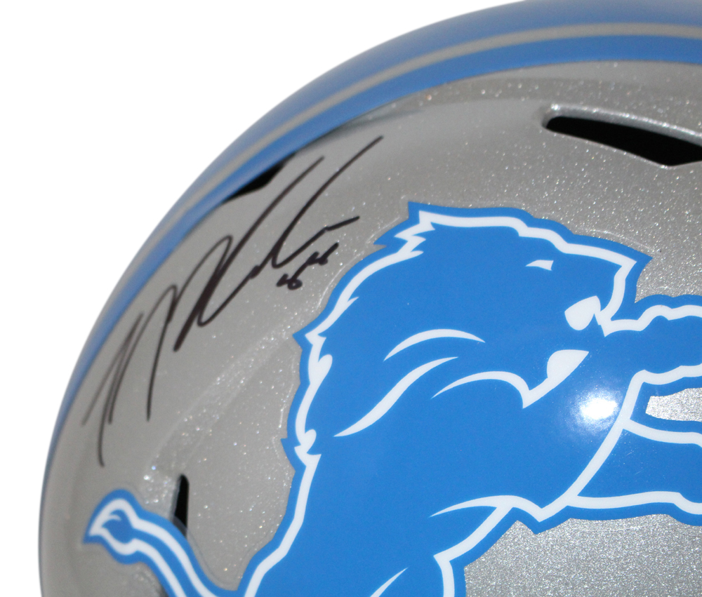 TJ Hockenson Autographed Detroit Lions F/S Speed Helmet Beckett BAS