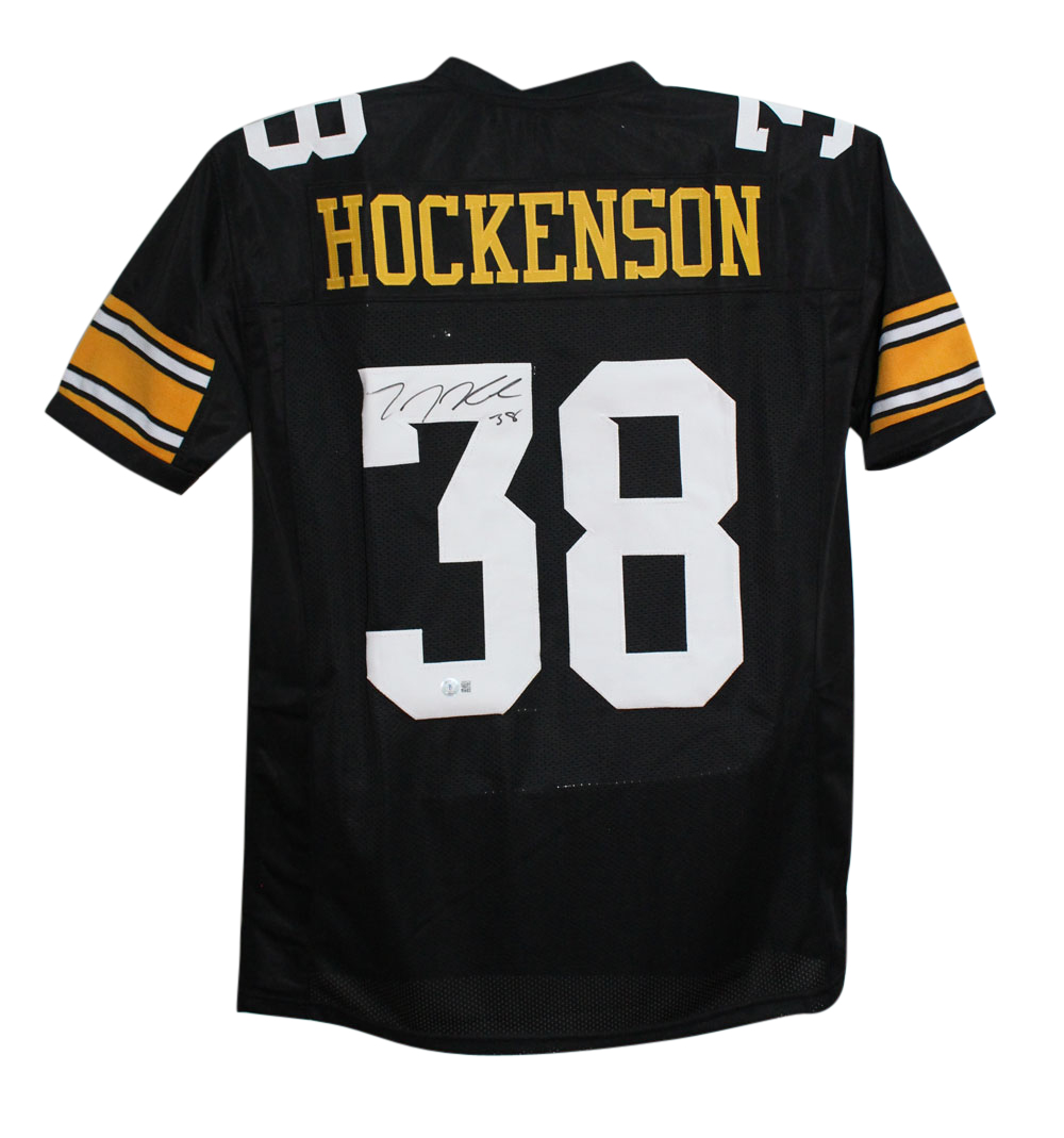 TJ Hockenson Autographed/Signed College Style Black XL Jersey BAS