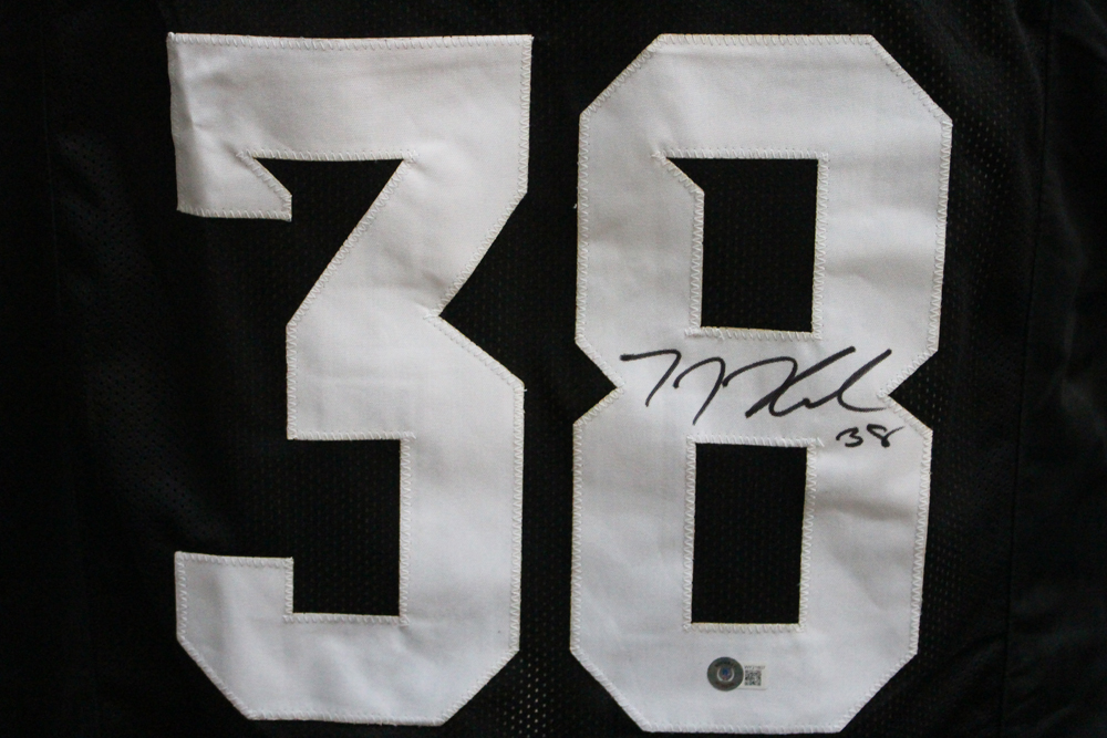 TJ Hockenson Autographed/Signed College Style Black XL Jersey Beckett