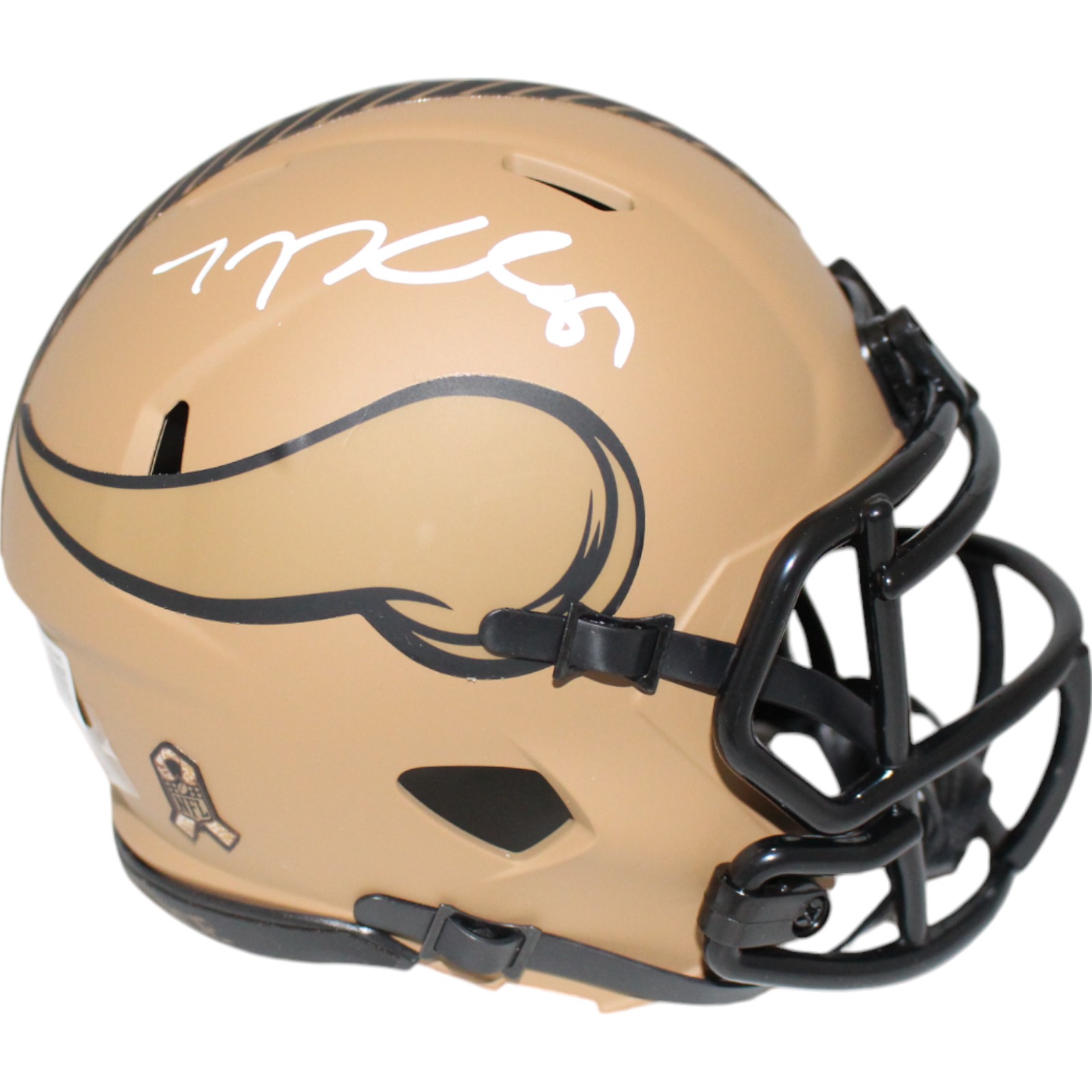 TJ Hockenson Autographed Minnesota Vikings 23 STS Mini Helmet Beckett 46979