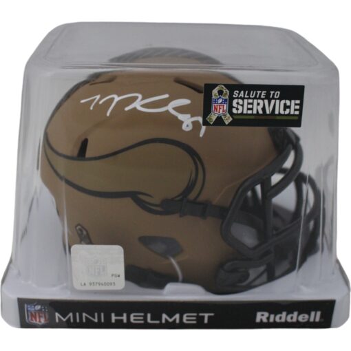 TJ Hockenson Autographed Minnesota Vikings 23 STS Mini Helmet Beckett 46979