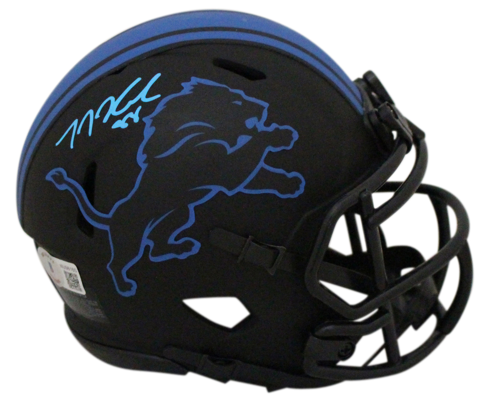 TJ Hockenson Autographed/Signed Detroit Lions Eclipse Mini Helmet BAS