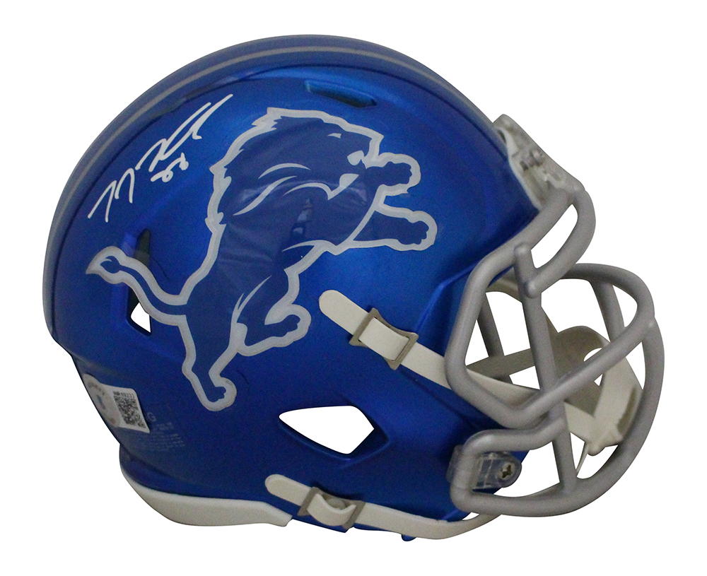 TJ Hockenson Autographed/Signed Detroit Lions Flash Mini Helmet BAS