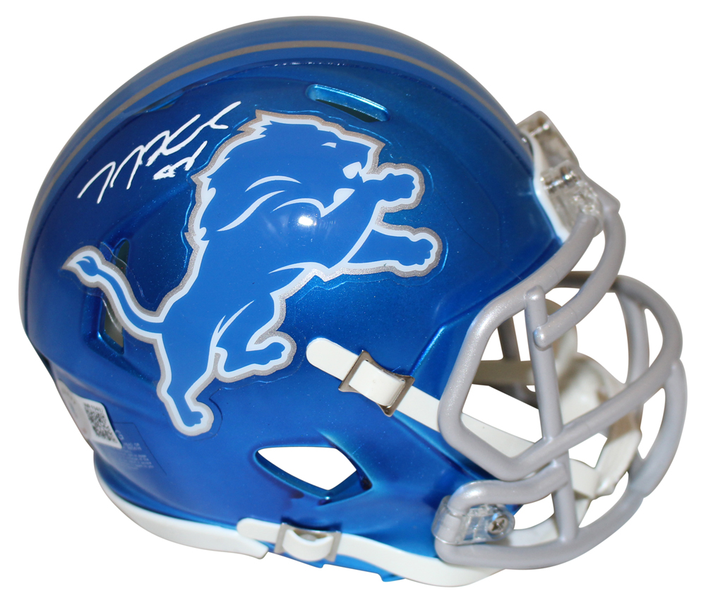 T.J. Hockenson Autographed Detroit Lions Flash Mini Helmet Beckett