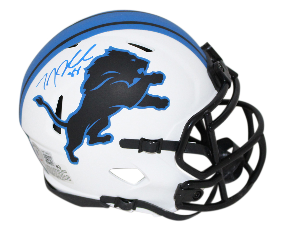 TJ Hockenson Autographed/Signed Detroit Lions Lunar Mini Helmet BAS