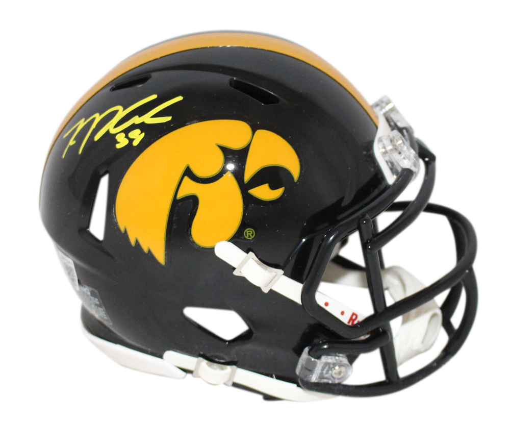 TJ Hockenson Autographed/Signed Iowa Hawkeyes Mini Helmet Beckett