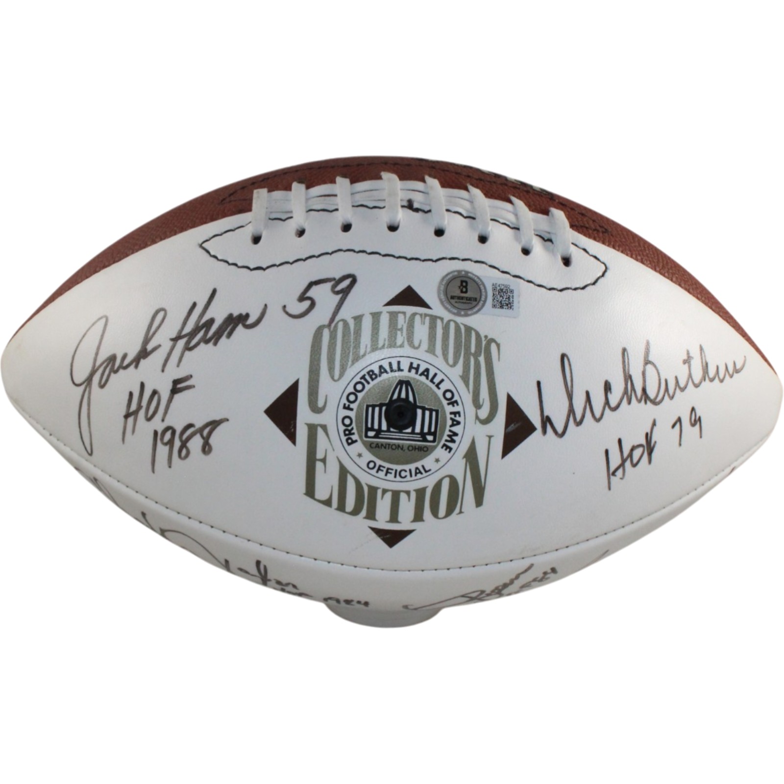 Butkus Dawson Dorsett Biletnikoff +9 Signed HOF Logo Football HOF Beckett 55426