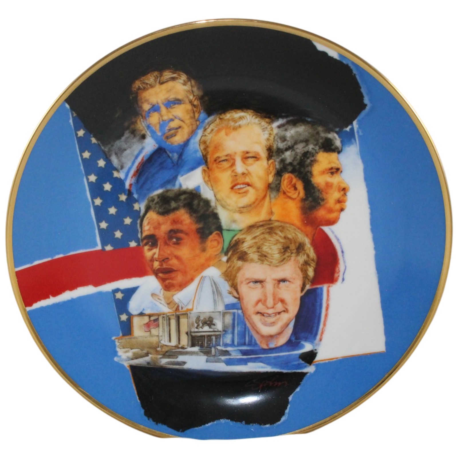 Hornung Tarkenton Houston +2 NFL Hall of Fame 1986 Royal Orleans Plate 55950