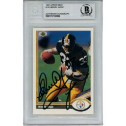Merril Hoge Signed Pittsburgh Steelers 91 Upper Deck Card Slab Beckett 56129