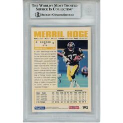 Merril Hoge Signed Pittsburgh Steelers 92 Skybox Impact Card Slab Beckett 56128