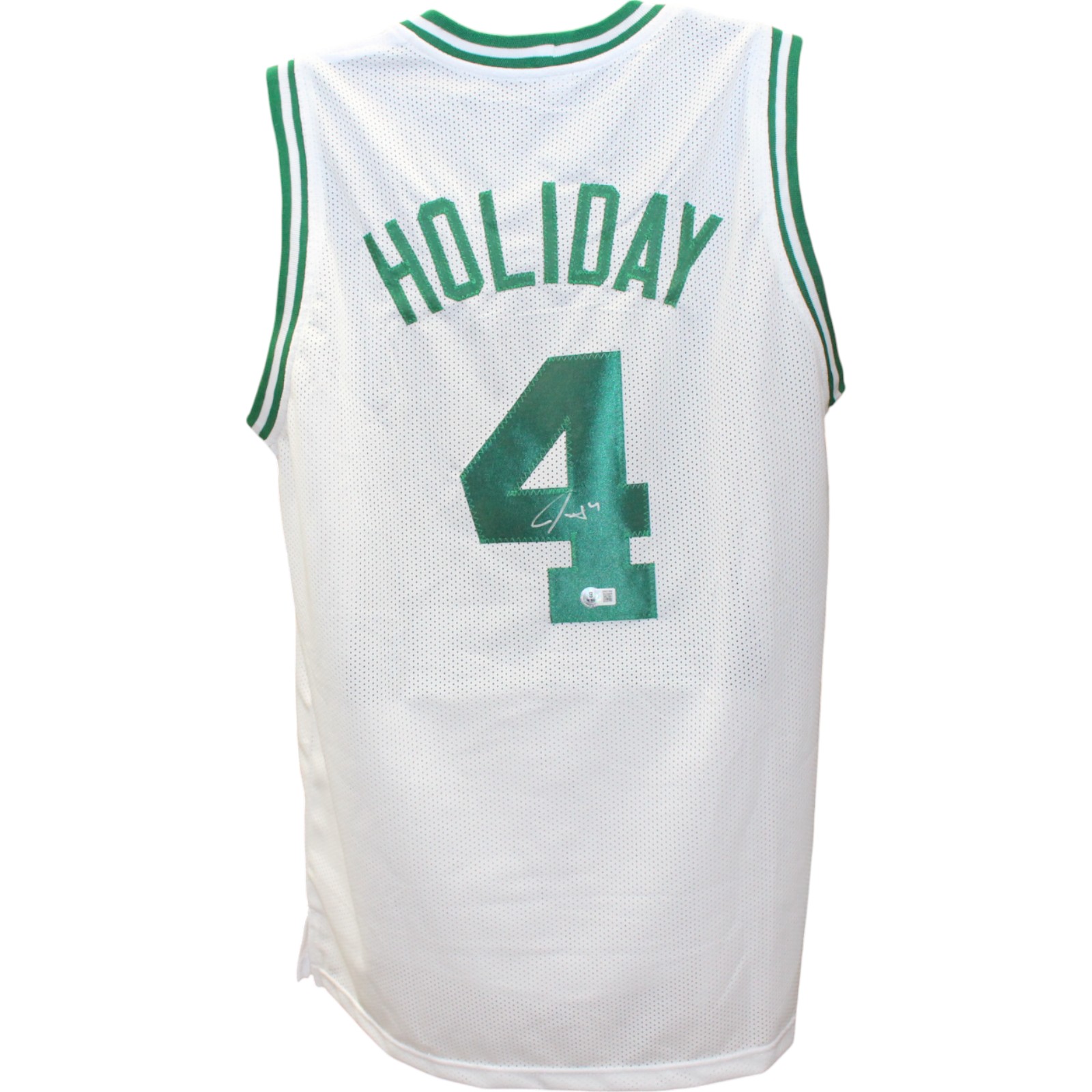 Jrue Holliday Autographed/Signed Pro Style size XL White Jersey Beckett 50306