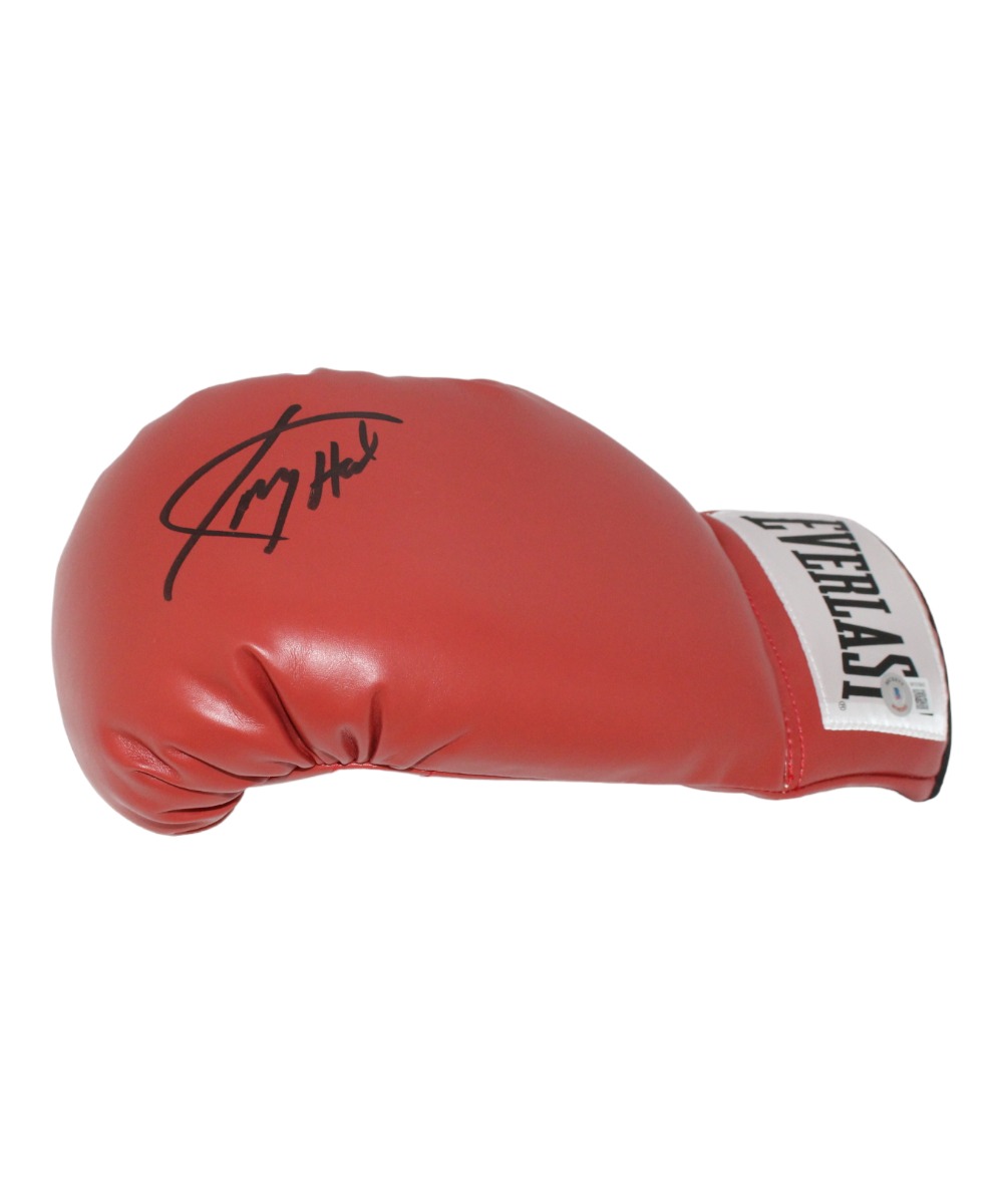 Larry Holmes Autographed/Signed Red Left Boxing Glove Beckett 