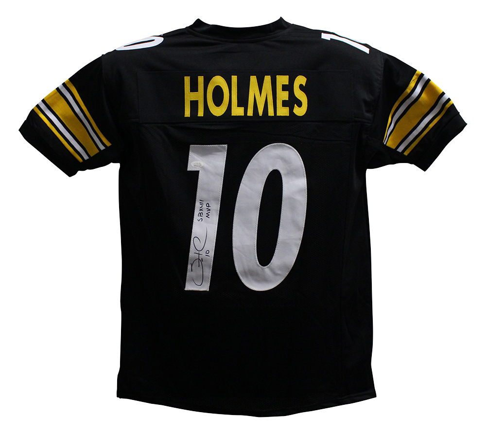 Santonio Holmes Autographed Pittsburgh Steelers Black XL Jersey