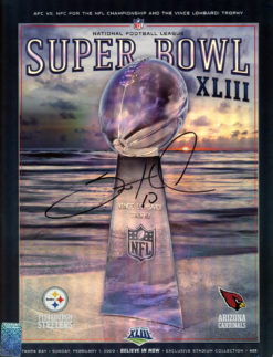 Santonio Holmes Autographed/Signed Super Bowl XLIII Program Beckett 37401