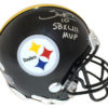 Santonio Holmes Autographed Pittsburgh Steelers Mini Helmet MVP JSA 11651