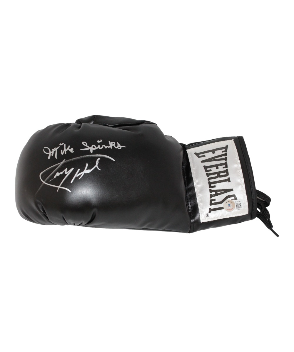 Larry Holmes & Michael Spinks Signed Black Left Boxing Glove Beckett 