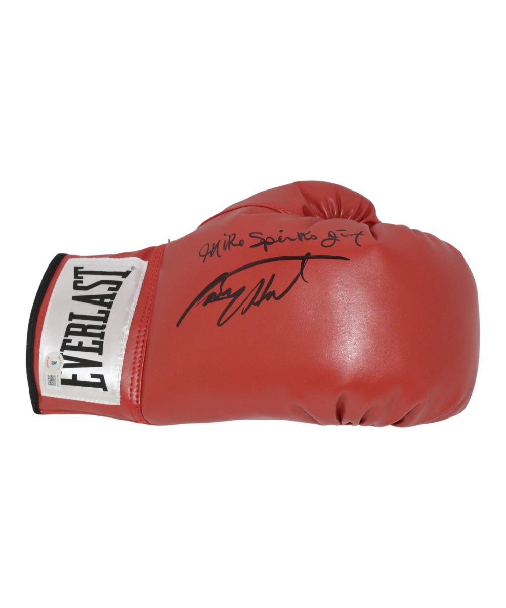 Larry Holmes & Michael Spinks Signed Red Right Boxing Glove Beckett