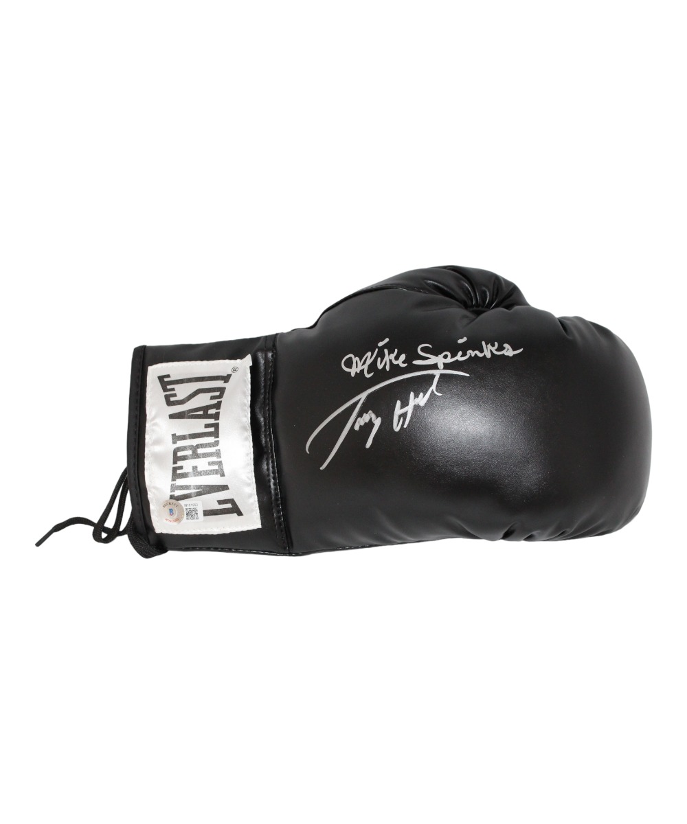 Larry Holmes & Michael Spinks Signed Black Right Boxing Glove Beckett