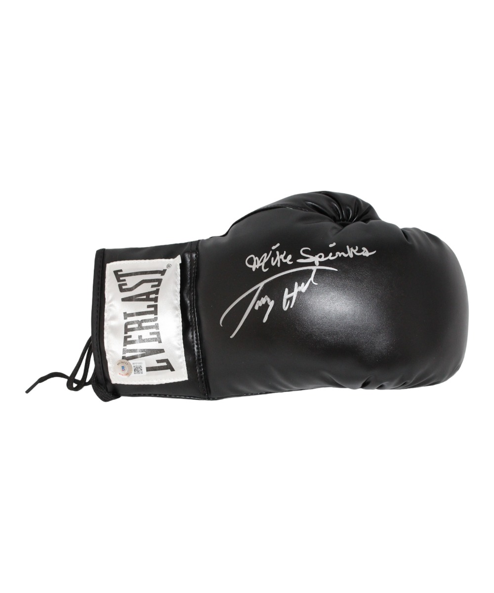 Larry Holmes & Michael Spinks Signed Black Right Boxing Glove Beckett 