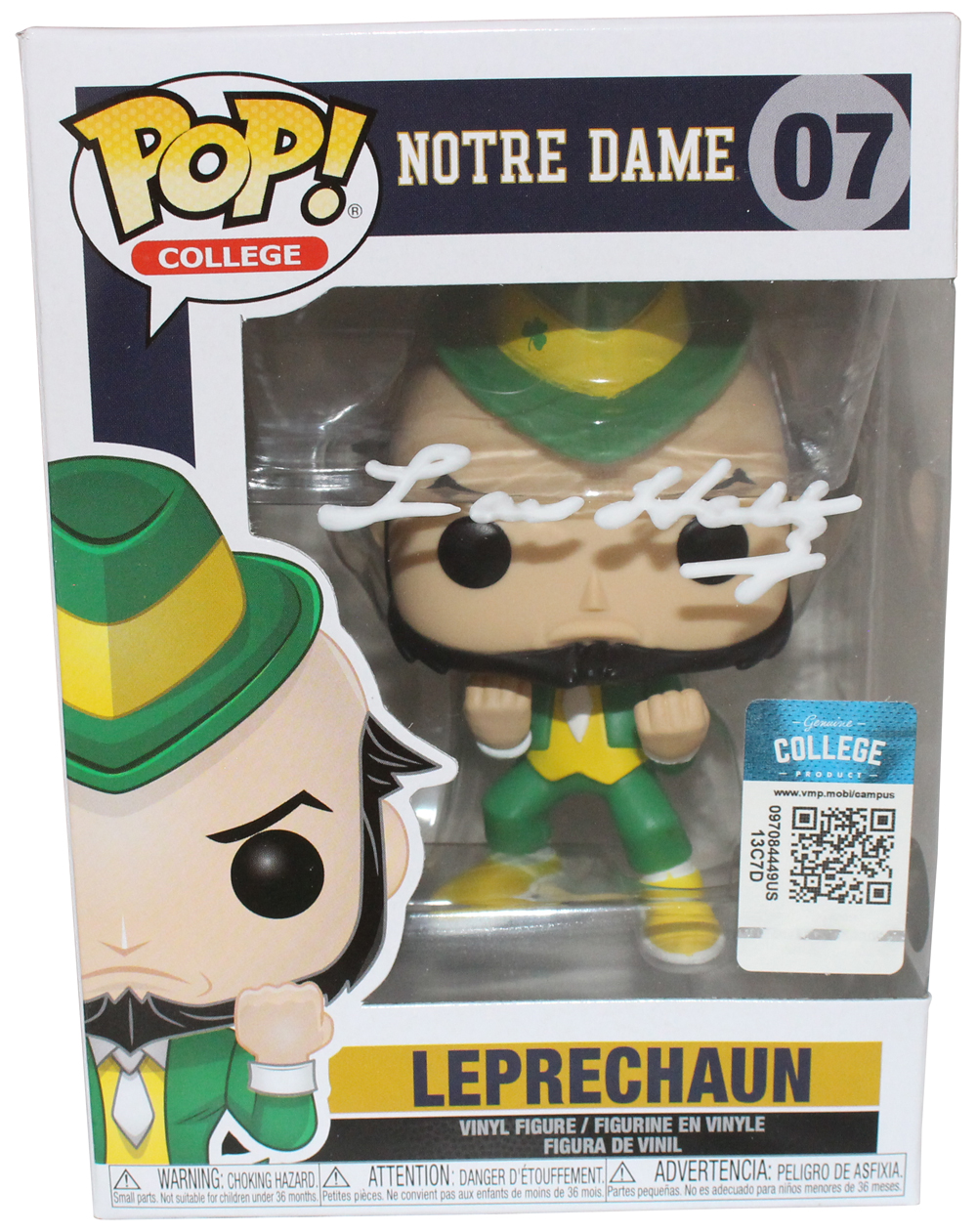 Lou Holtz Autographed/Signed Notre Dame Funko Pop! #7 Beckett