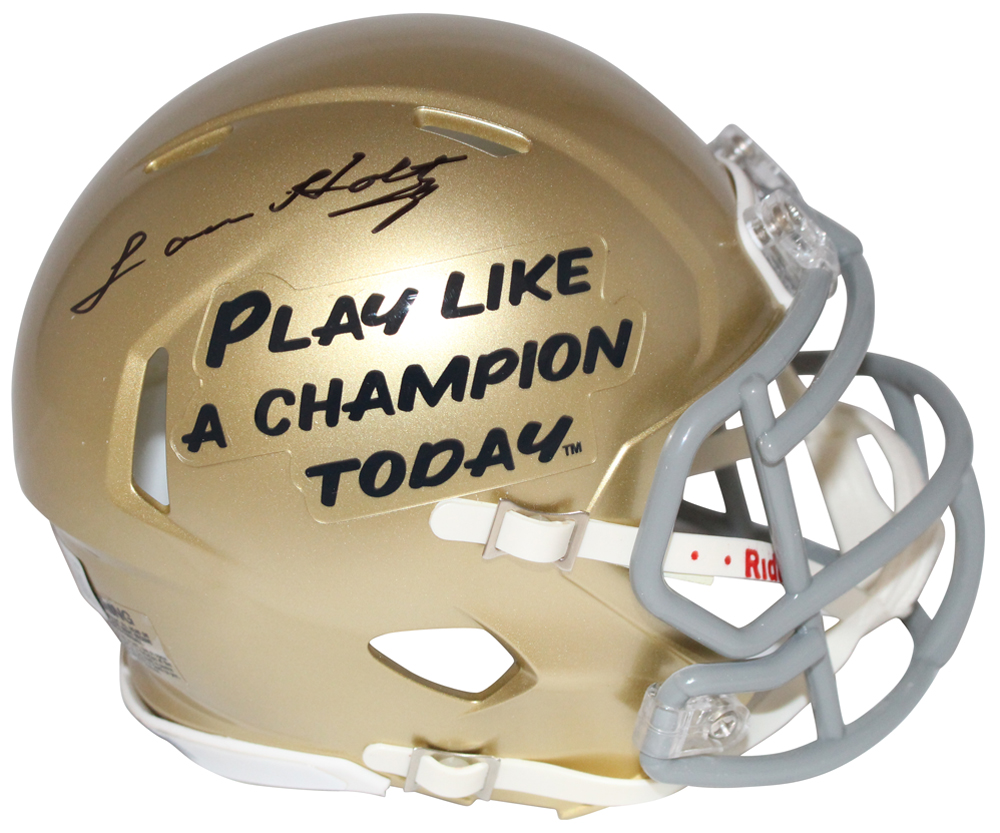 Lou Holtz Autographed/Signed Notre Dame Mini Helmet PLAC Beckett
