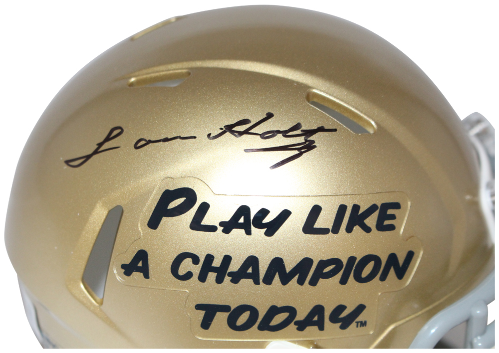 Lou Holtz Autographed/Signed Notre Dame Mini Helmet PLAC Beckett