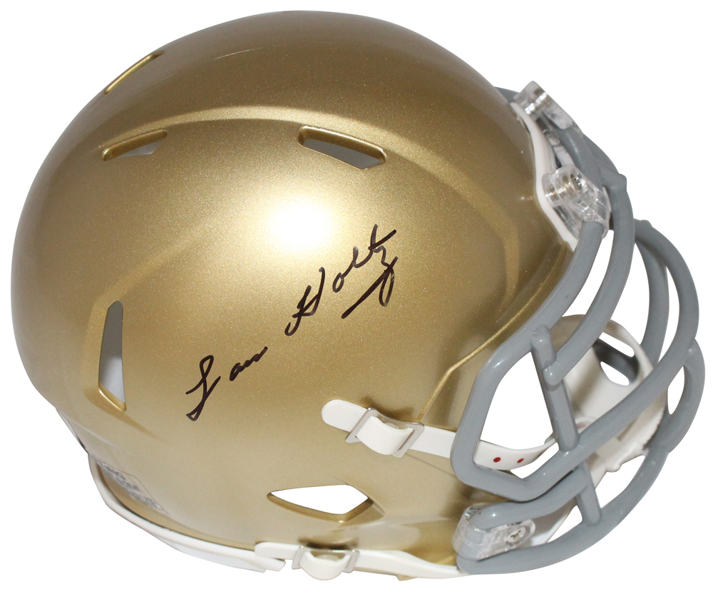Lou Holtz Autographed/Signed Notre Dame Mini Helmet Beckett