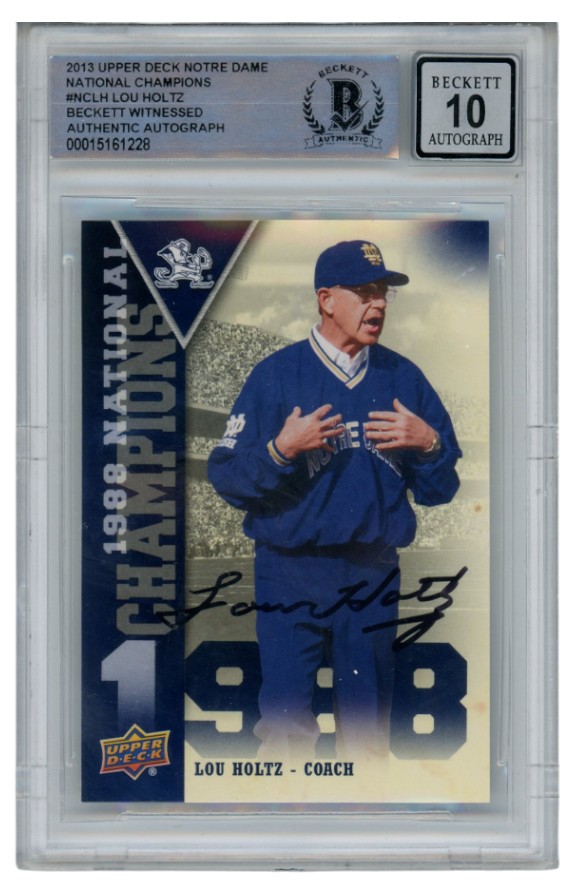 Lou Holtz Autographed/Signed 2013 Upper Deck #NC-LH Card Slab Beckett 52684