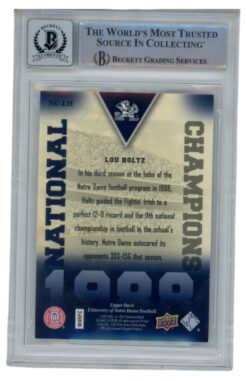 Lou Holtz Autographed/Signed 2013 Upper Deck #NC-LH Card Slab Beckett 52684