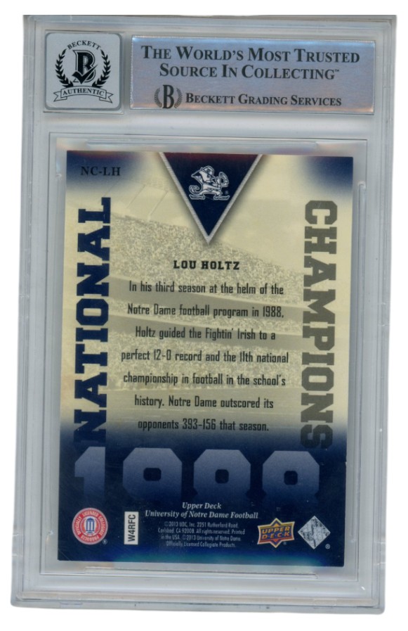 Lou Holtz Autographed/Signed 2013 Upper Deck #NC-LH Card Slab Beckett 52684 2 Lou Holtz Autographed/Signed 2013 Upper Deck #NC-LH Card Slab Beckett 52684