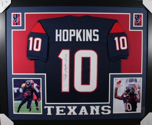 DeAndre Hopkins Autographed Houston Texans Framed Blue XL Jersey JSA 25340