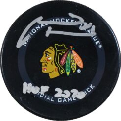 Marian Hossa Autographed Chicago Blackhawks Official Puck HOF Beckett 53824