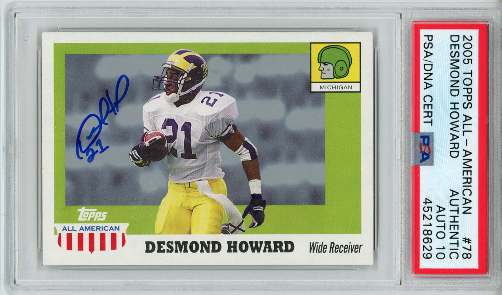 Desmond Howard Signed 2005 Topps All American Trading Card PSA Slab 32617