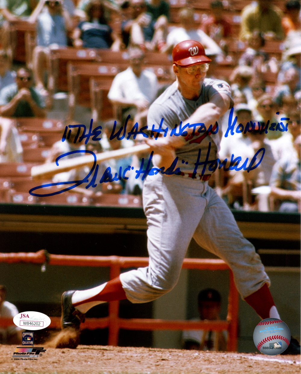 Frank Howard Autographed/Signed Washington Nationals 8x10 Photo JSA