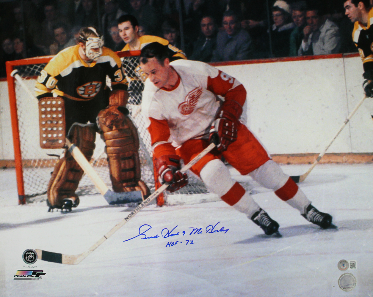 Gordie Howe Signed Detroit Red Wings 16x20 Photo HOF & Mr Hockey BAS