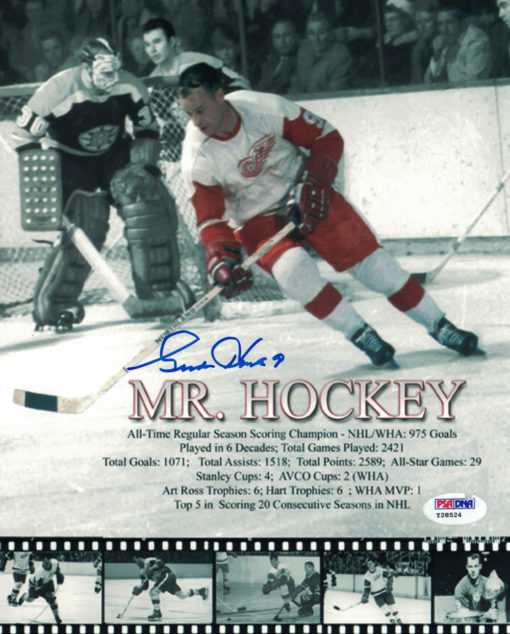 Gordie Howe Autographed/Signed Detroit Red Wings 8x10 Photo PSA 24644