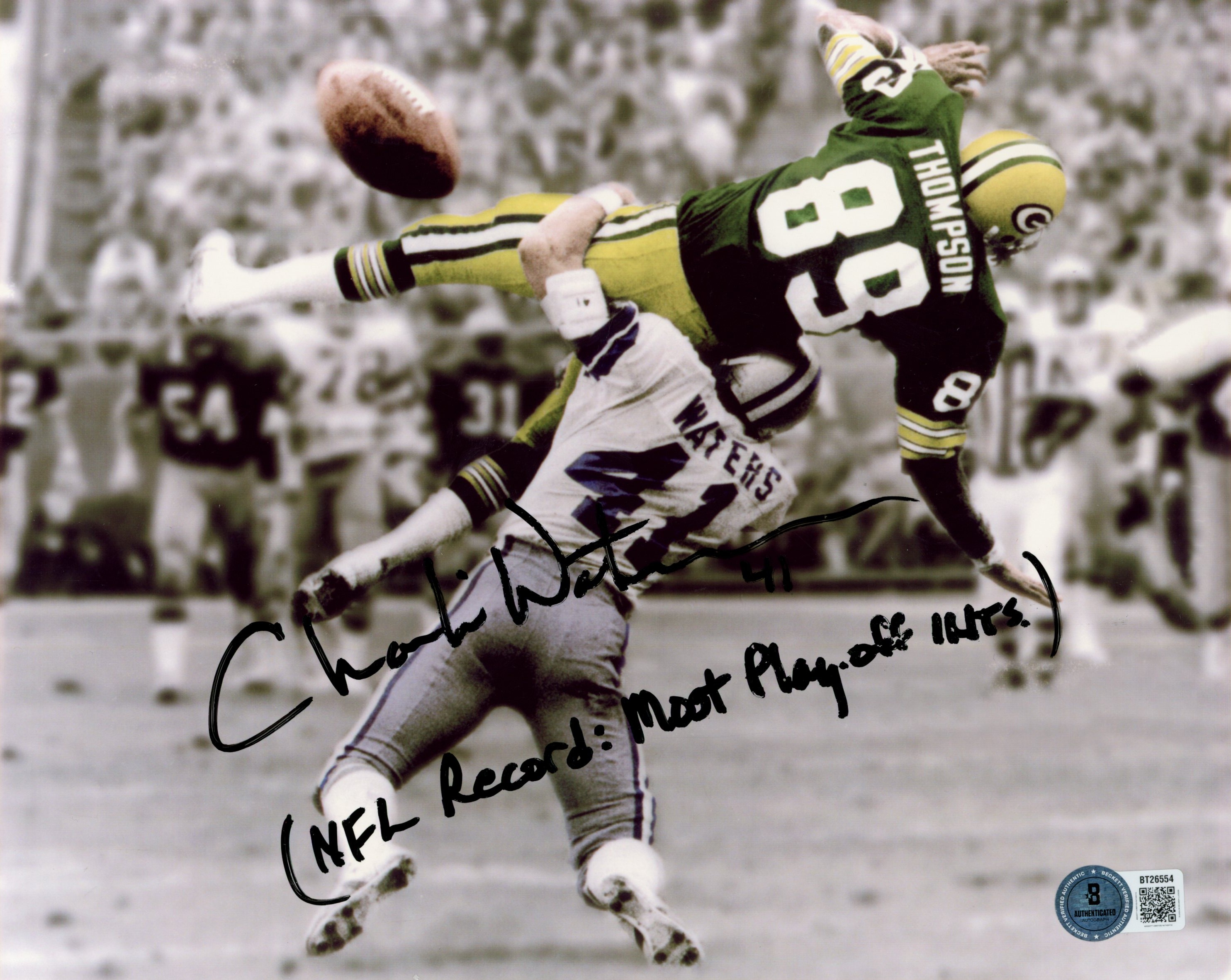 Chuck Howley Autographed Dallas Cowboys 8x10 Photo NFL Record Beckett 56721