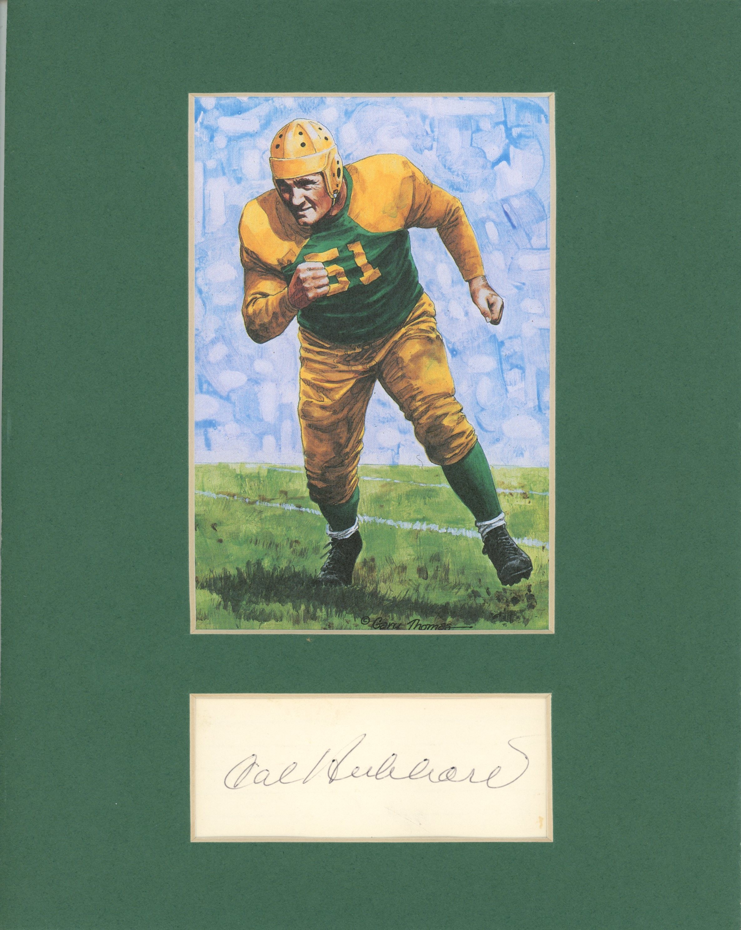 Cal Hubbard Signed Green Bay Packers Mat Cut Auto Goal Line Art Card BAS 55399