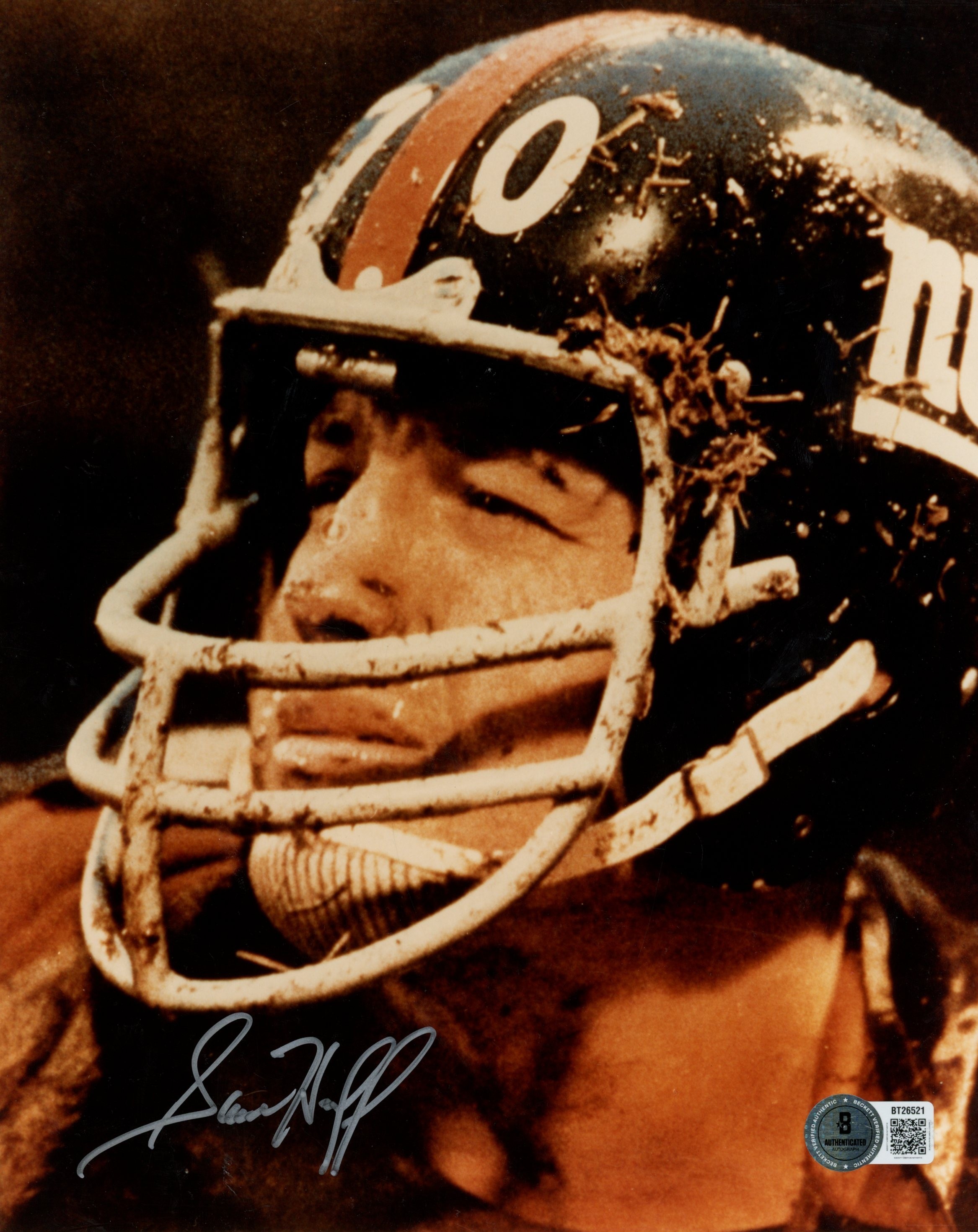 Sam Huff Autographed New York Giants 8x10 Photo Close Muddy Beckett 56794