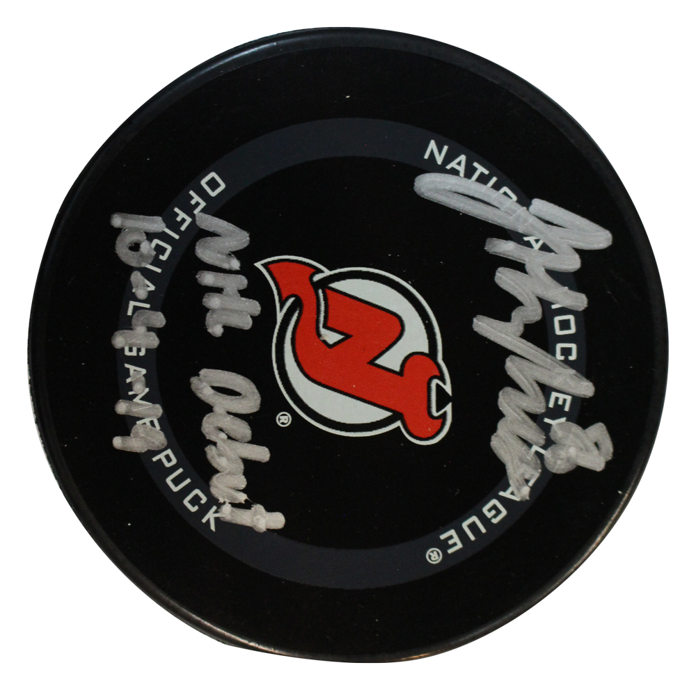 Jack Hughes Autographed New Jersey Devils Hockey Puck NHL Debut Fanatics